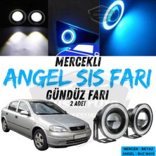 ŞüsCarOto Aksesuar Opel Astra G 1998-2004 Uyumlu Üniversal Mercekli Angel Sis Farı Metal Su Geçirmez 76 mm Buz Mavi Halkalı Gündüz Farı Angel Eyes 2 Adet