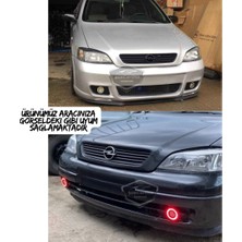 ŞüsCarOto Aksesuar Opel Astra G 1998-2004 Uyumlu Üniversal Mercekli Angel Sis Farı Metal Su Geçirmez 76 mm Buz Mavi Halkalı Gündüz Farı Angel Eyes 2 Adet