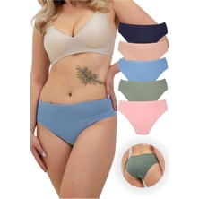 ALYA UNDERWEAR Kadın Pamuklu Renkli Bato / Hipster Slip Külot- Lacivert, Yeşil, Pembe, Pudra, Mavi -5'li Paket