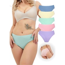 ALYA UNDERWEAR Kadın Pamuklu Renkli Bato / Hipster Slip Külot- Sarı, Mint, Lila, Mavi, Somon -5'li Paket