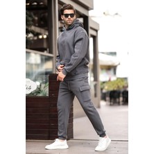 Madmext Füme Erkek Kapüşonlu Paçası Lastikli Eşofman Takımı 5957