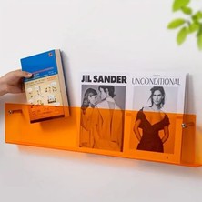 Trend Pleksi Dekoratif Kitap Rafı (Transparan Turuncu 50CM)