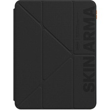 Skinarma iPad Pro 11 2024 Kılıf Skinarma Baskı Tasarım 360 Tam Koruma Arkası Şeffaf Standlı Gamma Kılıf Siyah