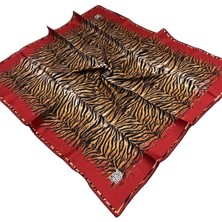 Levidor Twill Ipek Eşarp - 4062-10 Zebra Desenli Kırmızı