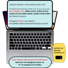 McStorey Rusça Klavye Koruyucu Macbook Air-Pro M1-M2-M3 (Touchıd'li) A2681 A3113 A2941 A3114 A2442 A2779 A2992 A2918 A2485 A2780 A2991 Us Enter ile Uyumlu