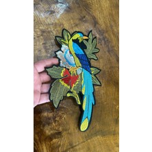 Gönülden Tasarım Ütü Ile Yapışan Renkli Nakış Işleme Papağan Arma Dikiş Aplike 27X16 cm