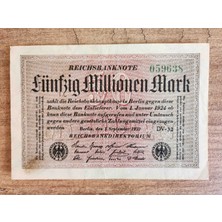 Edi Antik 1923 Tarihli Alman 50MILYON Mark. Orijinal Dönemine Ait Temiz Durumda