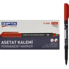 Gıpta Permanent Asetat Kalemi Silgili S Uç 12 Adet Kırmızı F1542