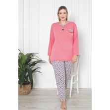 Farya Home X-Dreamy Büyük Beden Pamuklu Desenli Uzun Kollu Pijama Takımı