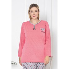 Farya Home X-Dreamy Büyük Beden Pamuklu Desenli Uzun Kollu Pijama Takımı