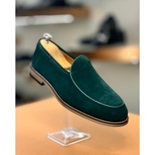 Terzi Adem Altun Italyan Stil Iç Dış Naturel Süet Erkek Ayakkabı Yeşil T12888