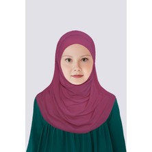Kız Çocuk Pratik Başörtü Pamuklu Meryem Model Koyu Fuşya