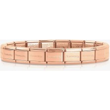 Alsem Rose Gold Italyan Charm , Italyan Charm Rose Gold Çelik Esnek Nomi Bileklik