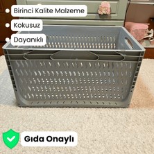 Alpbx 1.Kalite Delikli Gri Plastik Kasa 60x40x32 cm - Kokusuz Sağlam Plastik Sepet 65 Litre