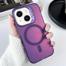 Dexmon iPhone 14 Uyumlu Kılıf + Lens Koruyucu Set Standlı Arkası Hologramlı Mat Kamera Standlı