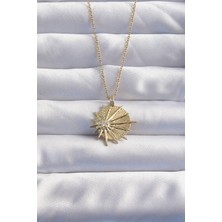 Ezo Concept 316L Çelik Zincir Gold Renk Zirkon Taşlı Star Model Kolye