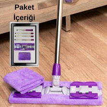 Befto Home Mandallı Mikrofiber Mop, Yer Mopu, Fayans, Duvar, Yüzey Temizlik (1 Adet Yedek Bez Hediyeli) - Mor