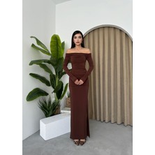 Concon Moda Sandy Kayık Yaka Uzun Chayla Elbise