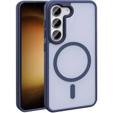 ZORE Galaxy S23 Kılıf Magsafe Şarj Özellikli Mat Arka Yüzey Sio Kapak-Lacivert