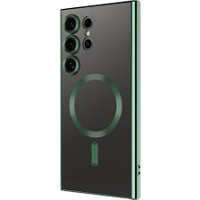 ZORE Galaxy S24 Ultra Kılıf Kamera Korumalı Magsafe Wireless Şarj Özellikli Demre Kapak-Koyu Yeşil