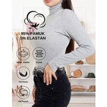 ALYA UNDERWEAR Kaşkorse Tam Boğazlı Body Sweatshirt, Gri Melanj