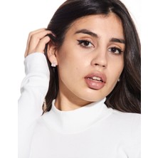 ALYA UNDERWEAR Kaşkorse Yarım Boğazlı Body Sweatshirt, Beyaz