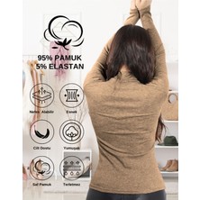 ALYA UNDERWEAR Kaşkorse Yarım Boğazlı Body Sweatshirt, Kahve Melanj