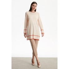 Tığ Triko - Çizgi Detaylı Rayon Tunik