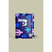 Me-Vo Lacivert Renkli Sevimli Deve Desenli Kağıt Para ve Kartlık Bölmeli Cüzdan