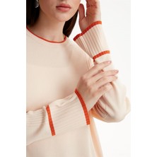 Tığ Triko - Çizgi Detaylı Rayon Tunik