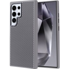 ZORE Galaxy S24 Ultra Kılıf Magsafe Şarj Özellikli Karbon Fiber Görünümlü Troy Kapak-Gümüş