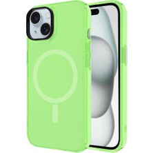 ZORE Apple iPhone 15 Kılıf Magsafe Şarj Özellikli Buzlu Transparan C-Pro Sert Kapak-Yeşil