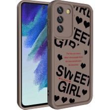 ZORE Galaxy S21 Fe Kılıf Kamera Korumalı Baskılı Arka Yüzey Klas Kapak-Açık Kahve