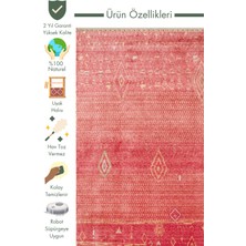 Carpetdocia Oushak Carnaval %100 Naturel Kolay Temizlenir El Emeğiyle Üretilen Tensel Modern Uşak Halısı 15 Red