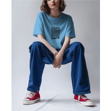 Parspera Shop Mavi Oversize T-Shirt Unisex Baskılı Goodbad