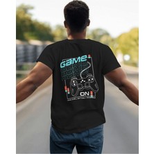 Parspera Shop Siyah Oversize T-Shirt Unisex Baskılı Gamer