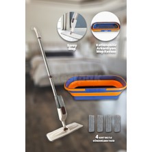 Destpak Sprey Mop Seti - Sprey Mop ve Katlanabilir Tekerlekli Mop Kovası - 4 Bezli