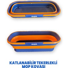 Destpak Sprey Mop Seti - Sprey Mop ve Katlanabilir Tekerlekli Mop Kovası - 4 Bezli