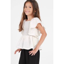 HC Kids Wear Kız Çocuk Fırfırlı Bluz Pantolon Alt Üst Takım Elbise