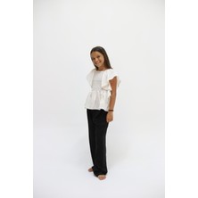 HC Kids Wear Kız Çocuk Fırfırlı Bluz Pantolon Alt Üst Takım Elbise
