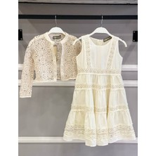 HC Kids Wear Kız Çocuk Hırkalı Krem Renk Organik Elbise