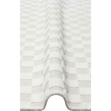 Carpetdocia Lino Serisi Mutfak Oturma Odası Salon Antre Koridor Yıkanabilir Kaymaz Taban Pamuklu Kilim 02 Cream