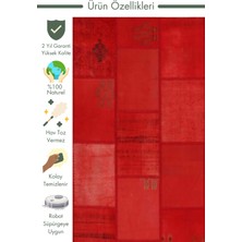Carpetdocia Maldives %100 Naturel Pamuk Yün Salon Oturma Odası Geleneksel Kendir Patchwork Kilim 01 Red