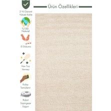 Carpetdocia Woolstar %100 Naturel Kazak Desenli Salon Oturma Odası Koridor Antre El Dokuma Örgü Halı Beıge