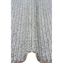 Carpetdocia Woolstar %100 Naturel Kazak Desenli Salon Oturma Odası Koridor Antre El Dokuma Örgü Halı Grey