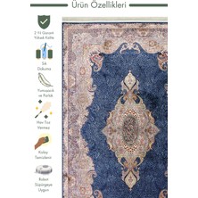 Carpetdocia Topkapı Serisi Yüksek Kalite Sık Dokuma Klasik Desenli Özel Işıltılı Salon Halısı 02 Navy