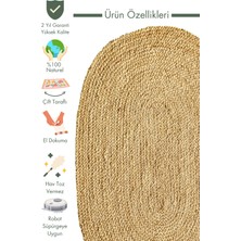Carpetdocia Crown Jüt %100 Naturel El Dokuma Oturma Odası Koridor Antre Mutfak Balkon Hasır Halı 01E Nat
