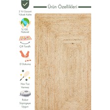Carpetdocia Crown Jüt %100 Naturel El Dokuma Oturma Odası Koridor Antre Mutfak Balkon Hasır Halı 10 Natural