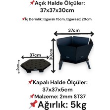 Pratikoutdoor Altıgen Ateş Çukuru, Tam Katlanır Pratik Şömine - Çantalı