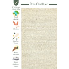 Carpetdocia Baccarat Jüt %100 Naturel Oturma Odası Koridor Antre Mutfak Balkon El Dokuma Hasır Halı Bac Whıte